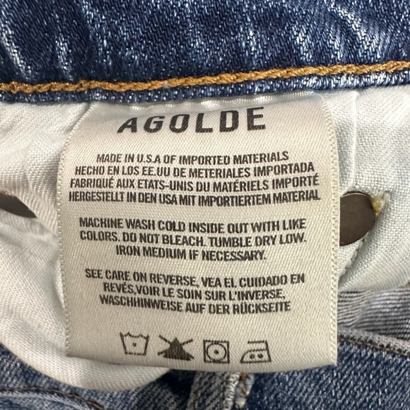 AGOLDE Nico High-Rise Skinny Jeans Blue Bottom Distressed Denim Jeans Size 27 - Picture 7 of 8